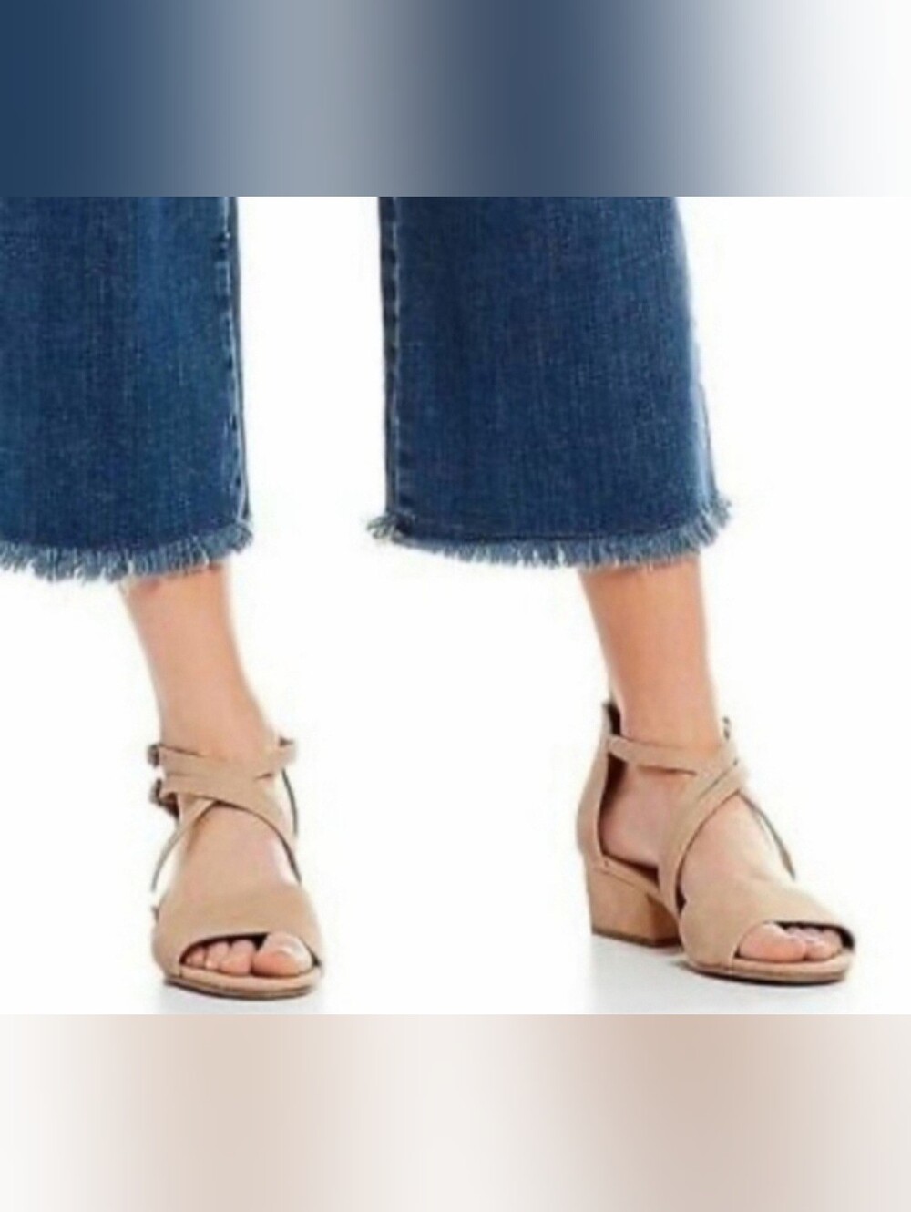 Eileen Fisher Kyra Nubuck Leather Strappy Low Block Heel Sandals Tan US 9 - Picture 6 of 16